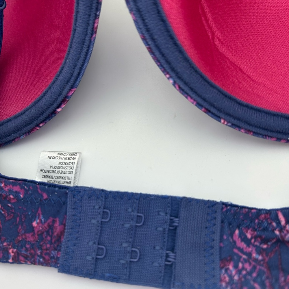 Just Be Push Up Bra Blue and Pink  with Lace size 38 C - Picture 4 of 5